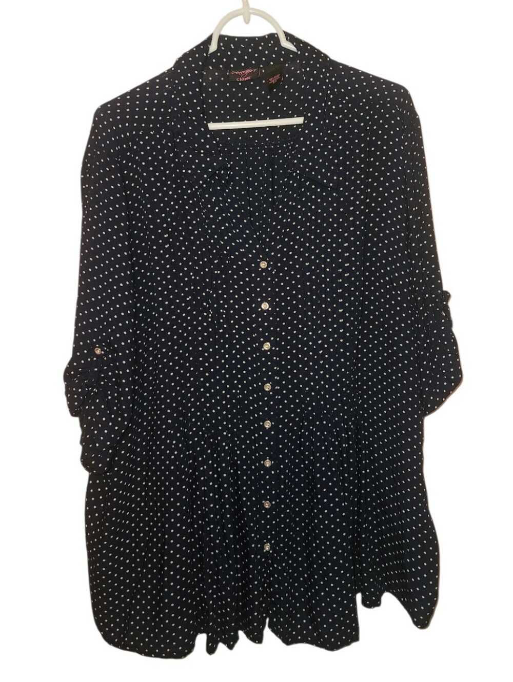2X Penelope's Closet Navy & White Dot Top